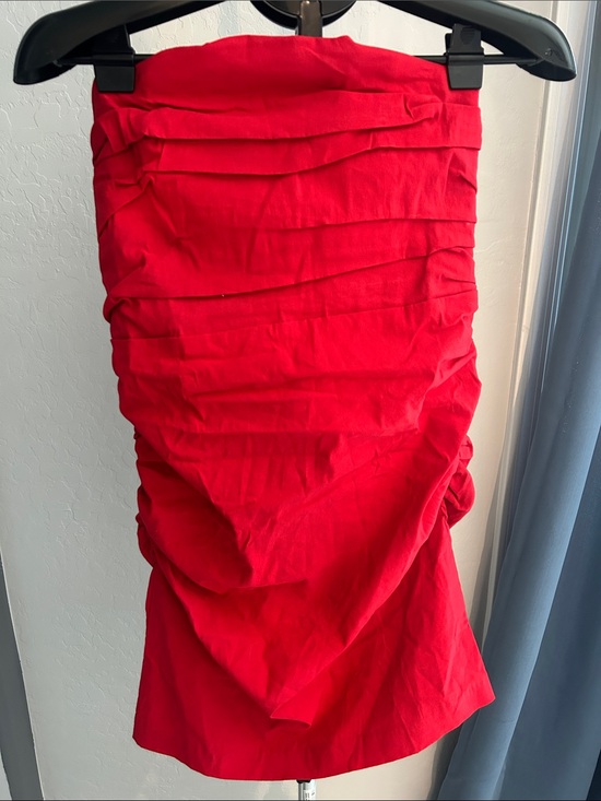 Anthropologie Dresses & Skirts - Anthropologie Red Strapless Ruched Mini Dress